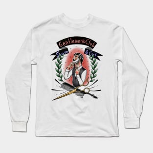 Old School Gentlemen's Club Barber Shop Tattoo Design Long Sleeve T-Shirt